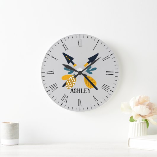 Skandinavische Pfeile Personalisiert Große Wanduhr (Zuhause)