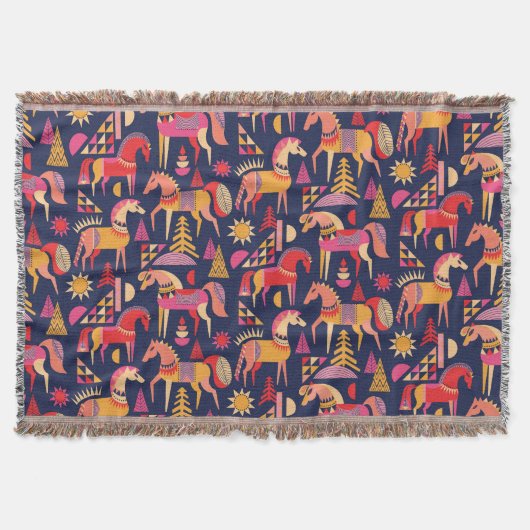 Skandinavische Pferde: Dekoratives Nahtloses Desig Decke (Vorderseite)