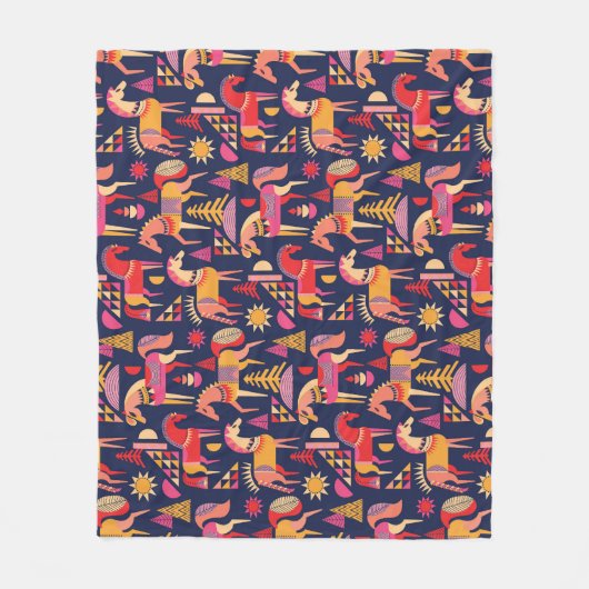 Skandinavische Pferde: Dekoratives Nahtloses Desig Fleecedecke (Vorderseite)