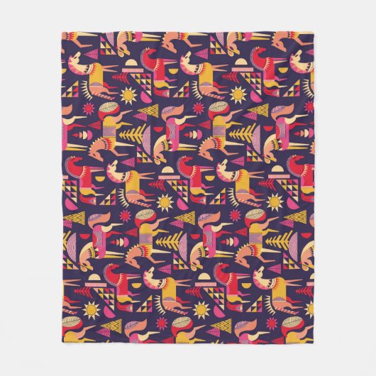 Skandinavische Pferde: Dekoratives Nahtloses Desig Fleecedecke (Vorderseite)