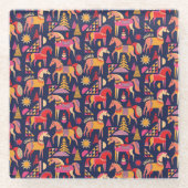 Skandinavische Pferde: Dekoratives Nahtloses Desig Glasuntersetzer (Vorderseite)