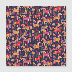 Skandinavische Pferde: Dekoratives Nahtloses Desig Magnetkarte