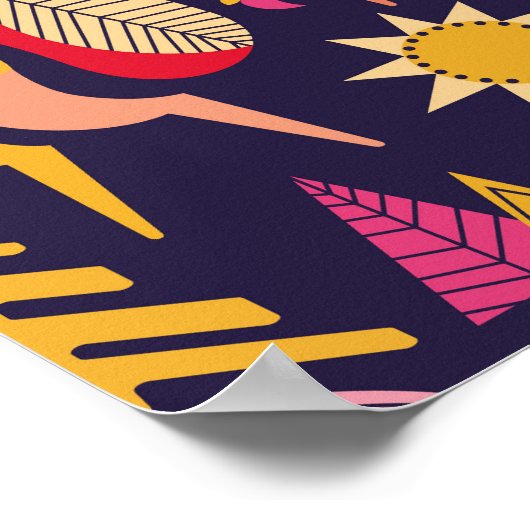 Skandinavische Pferde: Dekoratives Nahtloses Desig Poster (Ecke)