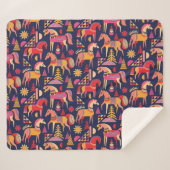 Skandinavische Pferde: Dekoratives Nahtloses Desig Sherpadecke (Vorderseite (Horizontal))