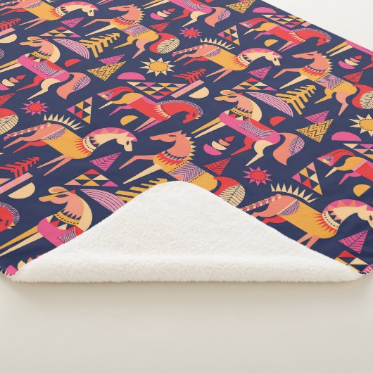 Skandinavische Pferde: Dekoratives Nahtloses Desig Sherpadecke (3/4)