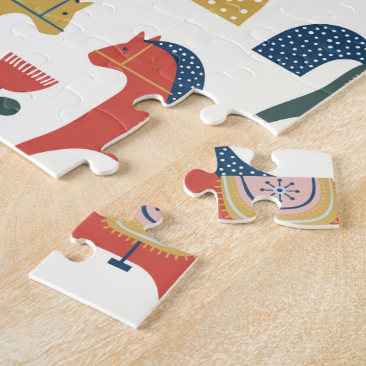 Skandinavische Pferde: Farbenfrohe Kunst des Volke Puzzle (Seite)