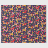 Skandinavische Pferde Muster nahtlos Design. Dekor Geschenkpapier (Flach)
