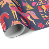 Skandinavische Pferde Muster nahtlos Design. Dekor Geschenkpapier (Rolleneckpunkt)