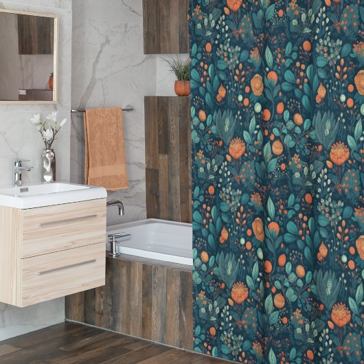 Skandinavische Pflanze und Blume Duschvorhang