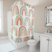 Skandinavische Regenbogen: Naives Kunstmuster. Duschvorhang (Beispiel)