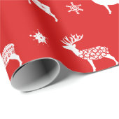Skandinavische Rentier Rote & Weiße Feiertage Kuns Geschenkpapier (Rolleneckpunkt)