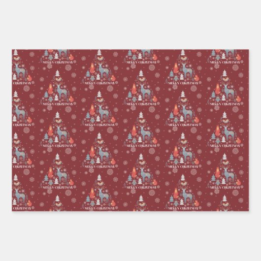 Skandinavische Rentiererbse Geschenkpapier Set (Vorderseite)