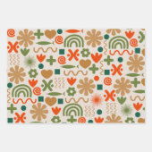 Skandinavische Retro Weihnachtsmuster Red Orange Geschenkpapier Set (Vorderseite 3)