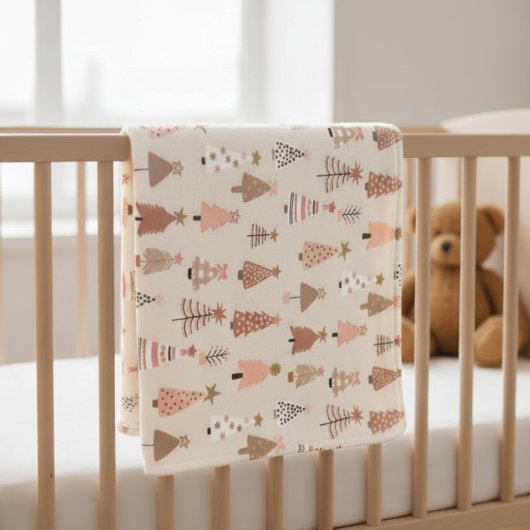 Skandinavische rosa Weihnachtsbaumdecke Fleecedecke