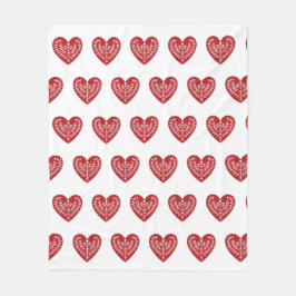 Skandinavische rote Herz-Fleece-Decke Fleecedecke
