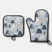 Skandinavische schneebedeckte Berge Ofen Mitt und Ofenhandschuh & Topflappen-Set (Vorderseite)