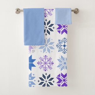Skandinavische Schneeflocken Badetuch-Set Badhandtuch Set