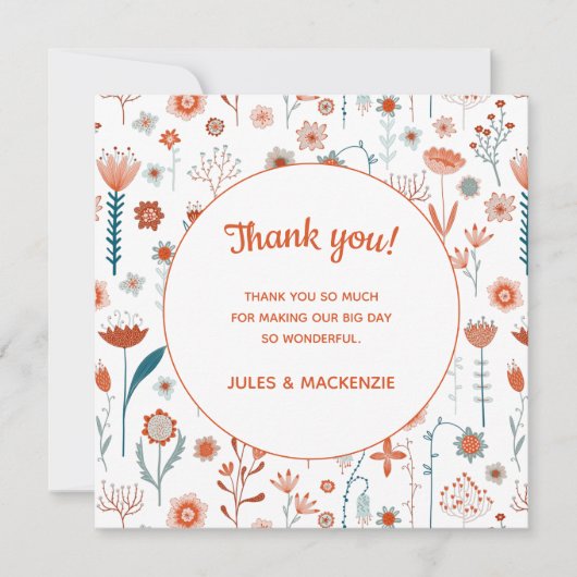 Skandinavische Sommer-Blume Boho Danke-Karte Dankeskarte (Vorderseite)