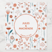 Skandinavische Sommer-Blume Boho Modern Weinetikett (Einzelnes Label)