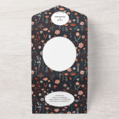 Skandinavische Sommer-Blume Dark Boho Hochzeit All In One Einladung (Außenbereich)