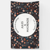 Skandinavische Sommer-Blume Dark Boho Hochzeit Banner (Vertikal)