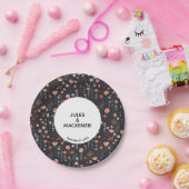 Skandinavische Sommer-Blume Dark Boho Hochzeit Pappteller (Party)