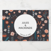 Skandinavische Sommer-Blume Dark Boho Hochzeit Schaumweinetikett (Einzelnes Label)