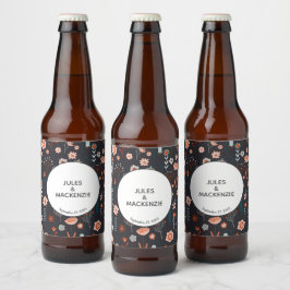 Skandinavische Sommer-Blume Dark Boho Moderne Bierflaschenetikett