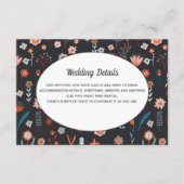 Skandinavische Sommer-Blume Dunkle Hochzeitdetails Begleitkarte (Vorderseite)