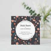 Skandinavische Sommer-Blume Dunkles Brautparty Einladung (Stehend Vorderseite)