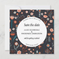 Skandinavische Sommer-Blume Save the Date dunkel