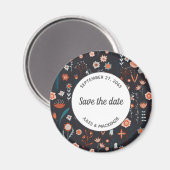Skandinavische Sommer-Blume Save the Date dunkel Magnet (Vorderseite/Rückseite)