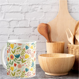 Skandinavische Sommerblumenmuster - leuchtende Far Kaffeetasse