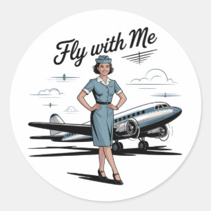 Skandinavische Stewardess Runder Aufkleber