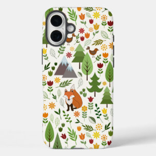 Skandinavische Style Illustrationen auf Crememuste iPhone 16 Plus Hülle