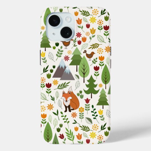 Skandinavische Style Illustrationen auf Crememuste Case-Mate iPhone Hülle (Rückseite)