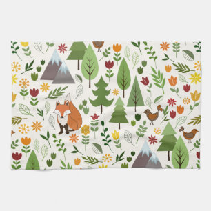 Skandinavische Style Illustrationen auf Crememuste Geschirrtuch