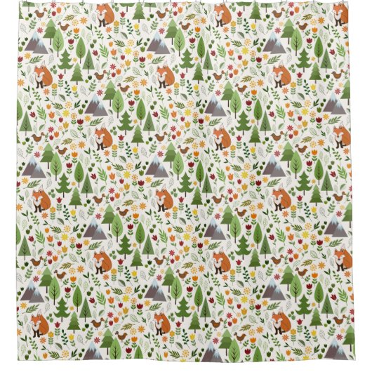 Skandinavische Style Illustrations+Crm Sml Muster Duschvorhang (Vorderseite)