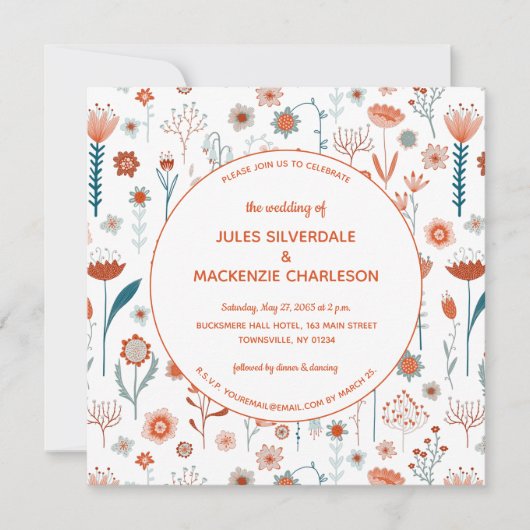 Skandinavische Summer Blume Boho Wedding Einladung (Vorderseite)