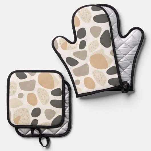 Skandinavische Terrazzo Stones Ofenhandschuh & Topflappen-Set (Vorderseite/Rückseite)