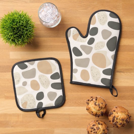 Skandinavische Terrazzo Stones Ofenhandschuh & Topflappen-Set (Oben Unten)