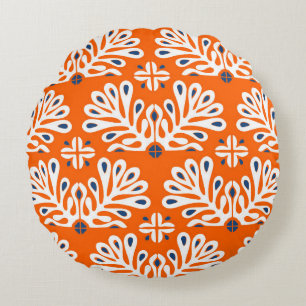 Skandinavische Tradition: Ethnisches Blumenmosaik. Rundes Kissen
