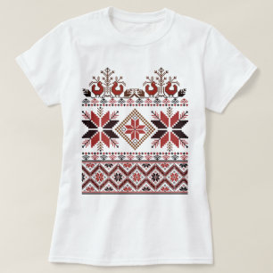 Skandinavische Traditionelle Stickerei T-Shirt