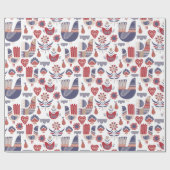 Skandinavische Traditionelle Volkskunst Weihnachte Geschenkpapier (Flach)