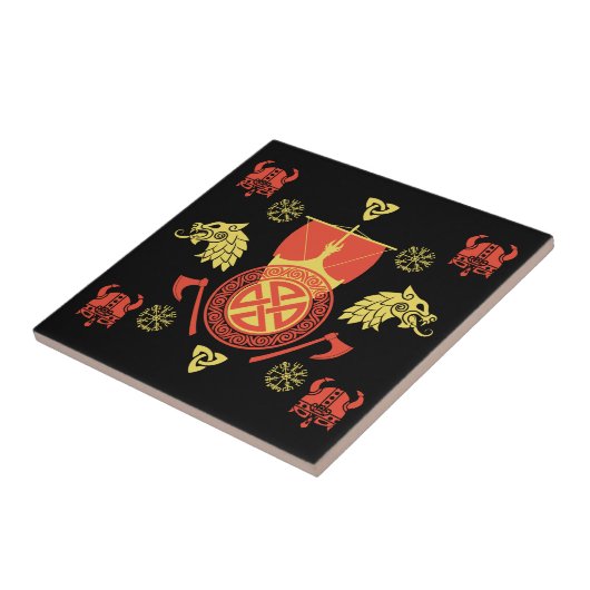 skandinavische Viking Norsemen-Wohngestaltung Fliese (Seite)