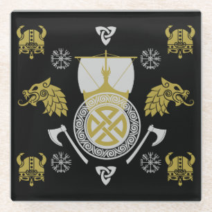 skandinavische Viking Norsemen-Wohngestaltung Glasuntersetzer