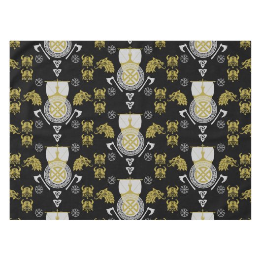 skandinavische Viking Norsemen-Wohngestaltung Tischdecke (Vorderseite (Horizontal))