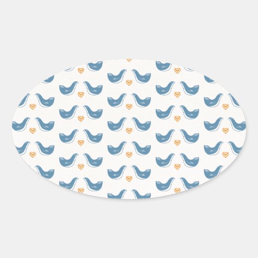 Skandinavische Vögel im Garten-Thema Ovaler Aufkleber (Vorderseite)