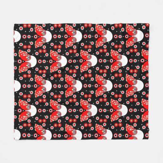 Skandinavische Vogelkunst Fleecedecke (Vorderseite (Horizontal))