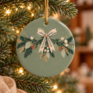 Skandinavische Volks-Weihnachtsbäume Floralien Keramik Ornament